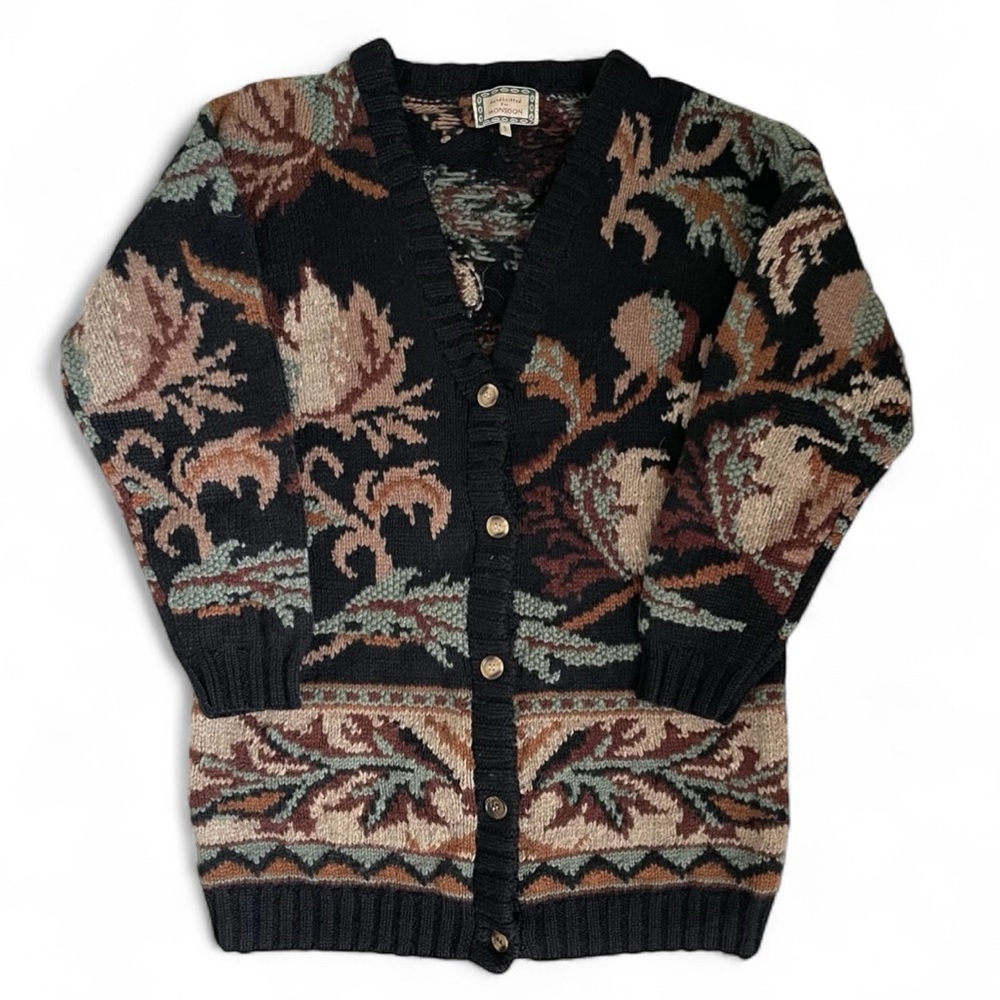 Vintage Monsoon Hand Knitted Wool Cardigan Women’s size M